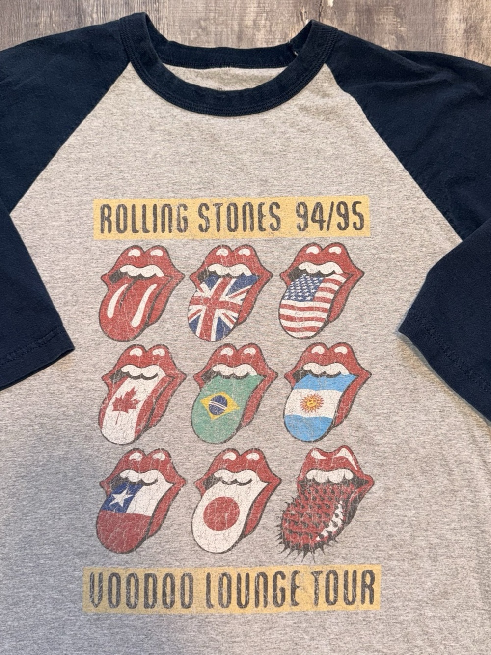 The Rolling Stones Voodoo Lounge Tour 94/95 Quarter Sleeve Tee Gray & Navy XL